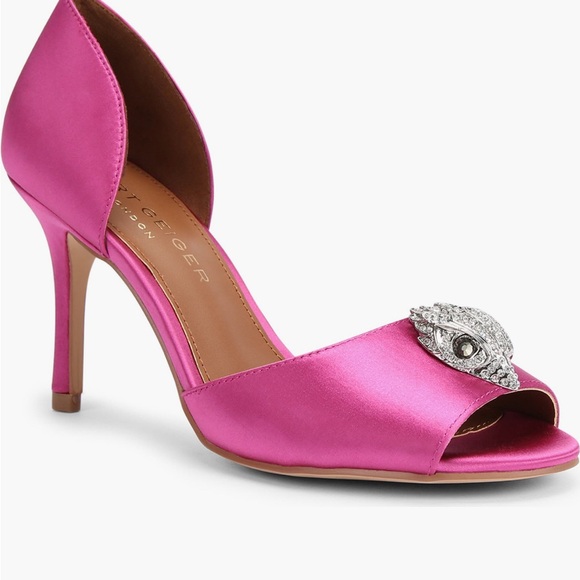 Kurt Geiger London Kensington D'Orsay Heel Pumps Sz 7.5 Satin Discontinued Pink - Picture 1 of 11